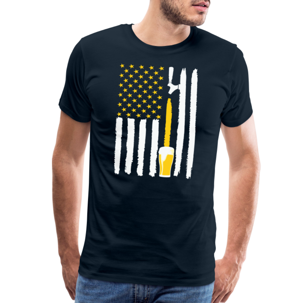 American Flag Beer Men's Premium T-Shirt - deep navy