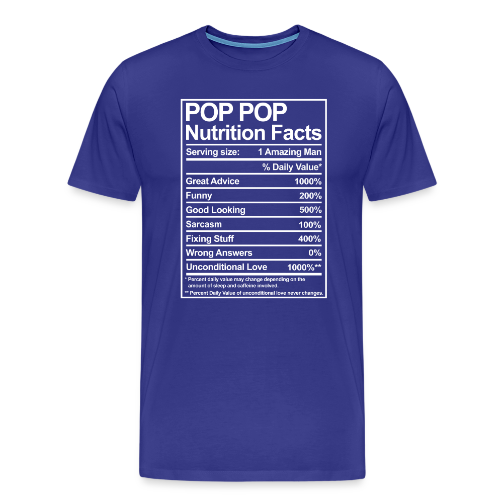 Pop Pop Nutrition Facts Sarcasm Men's Premium T-Shirt - royal blue