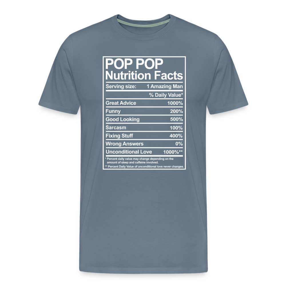 Pop Pop Nutrition Facts Sarcasm Men's Premium T-Shirt - steel blue