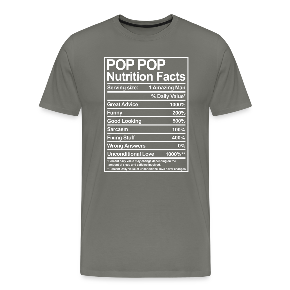 Pop Pop Nutrition Facts Sarcasm Men's Premium T-Shirt - asphalt gray