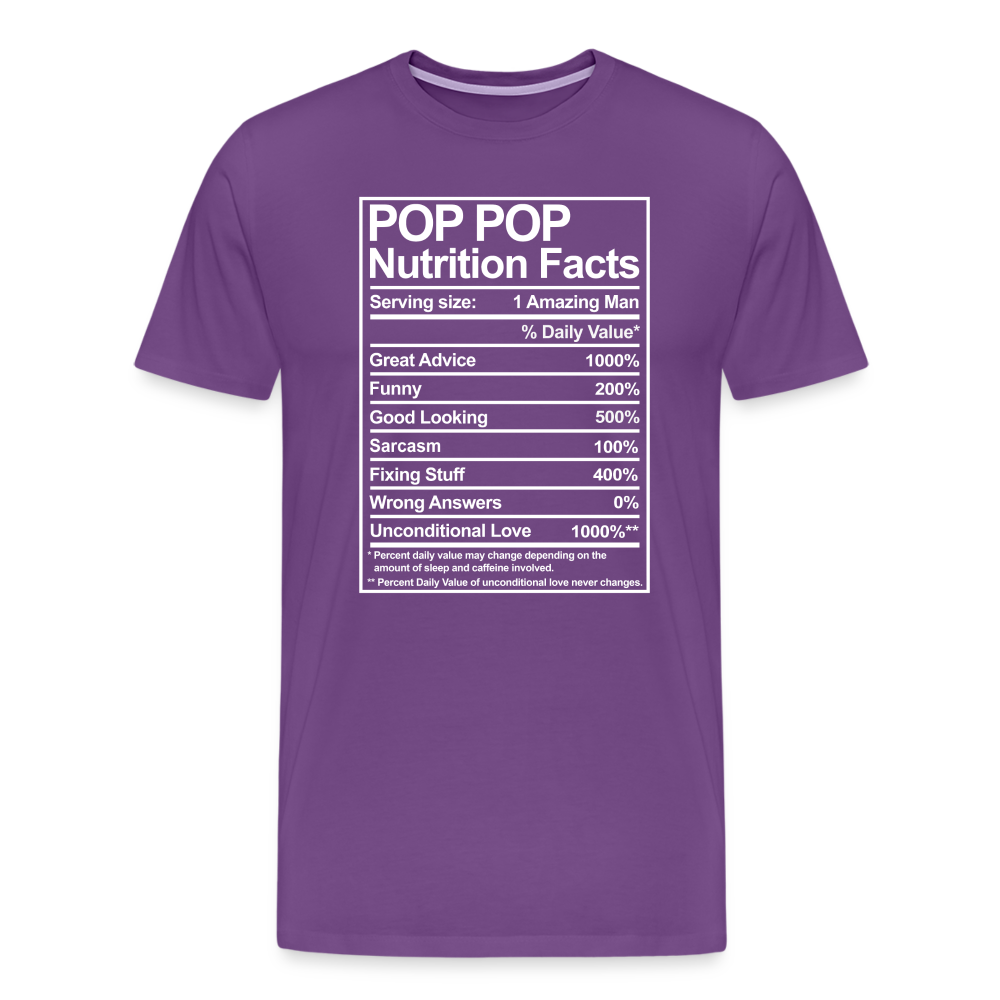 Pop Pop Nutrition Facts Sarcasm Men's Premium T-Shirt - purple
