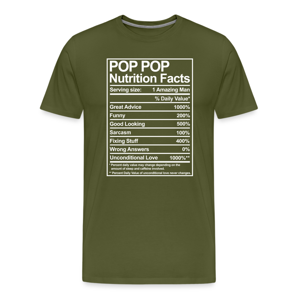 Pop Pop Nutrition Facts Sarcasm Men's Premium T-Shirt - olive green