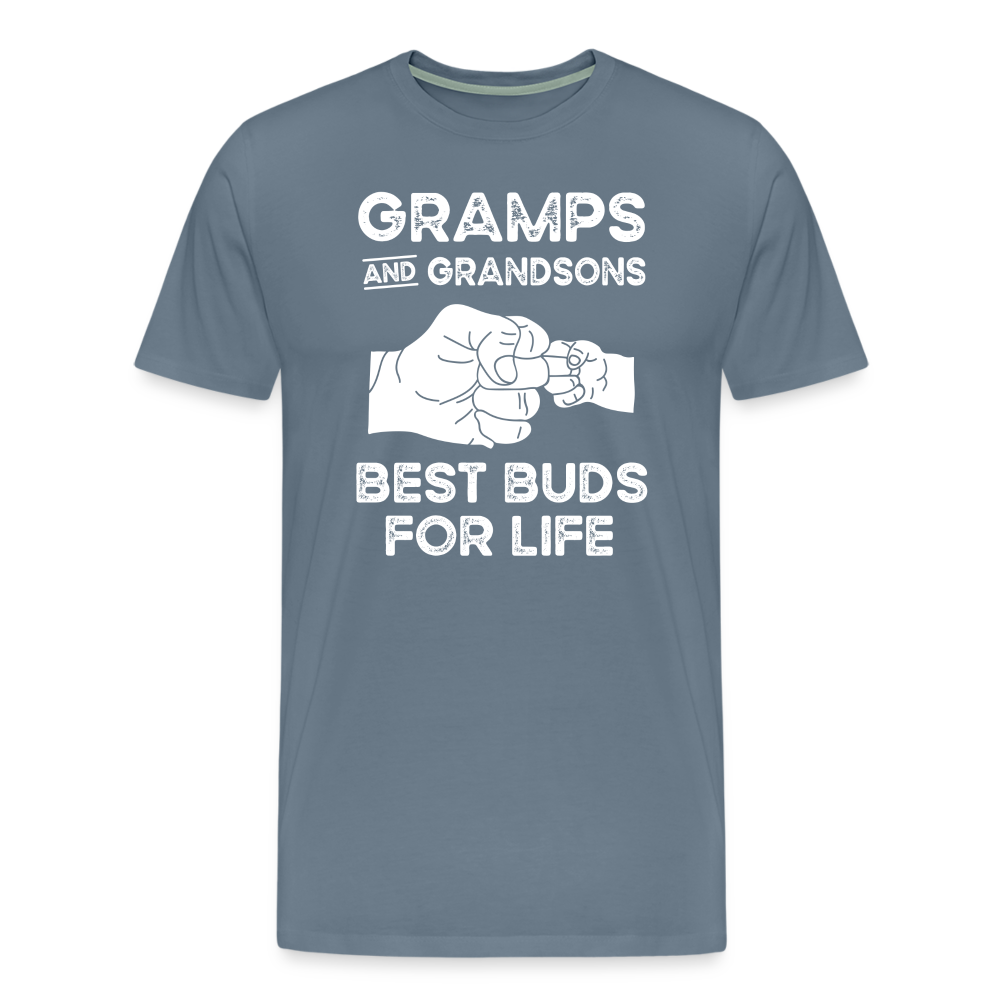 Gramps and Grandsons Best Buds for Life Men's Premium T-Shirt - steel blue
