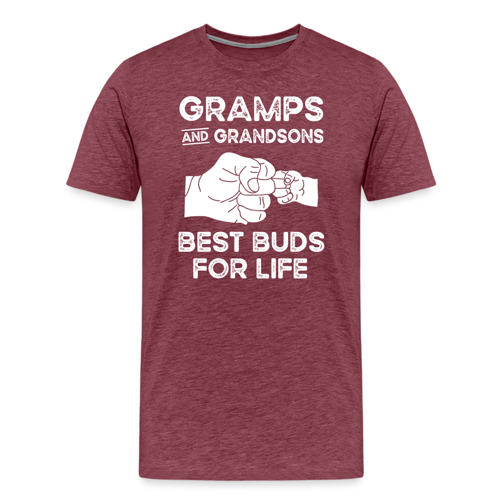 Gramps and Grandsons Best Buds for Life Men's Premium T-Shirt - heather burgundy
