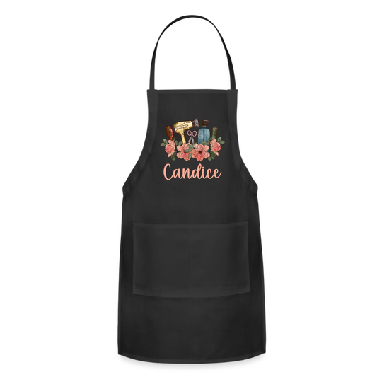 Candice Floral Hair Stylist Adjustable Apron - black
