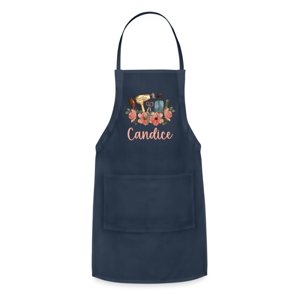 Candice Floral Hair Stylist Adjustable Apron - navy