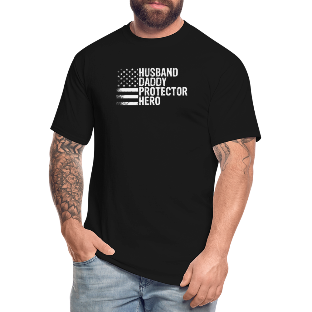 Husband Daddy Protector Hero Men's Tall T-Shirt - black
