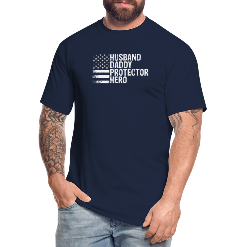 Husband Daddy Protector Hero Men's Tall T-Shirt - navy