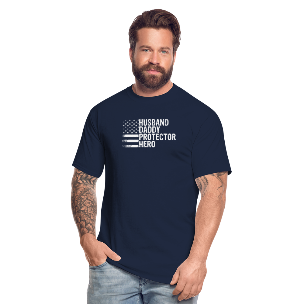 Husband Daddy Protector Hero Men's Tall T-Shirt - navy