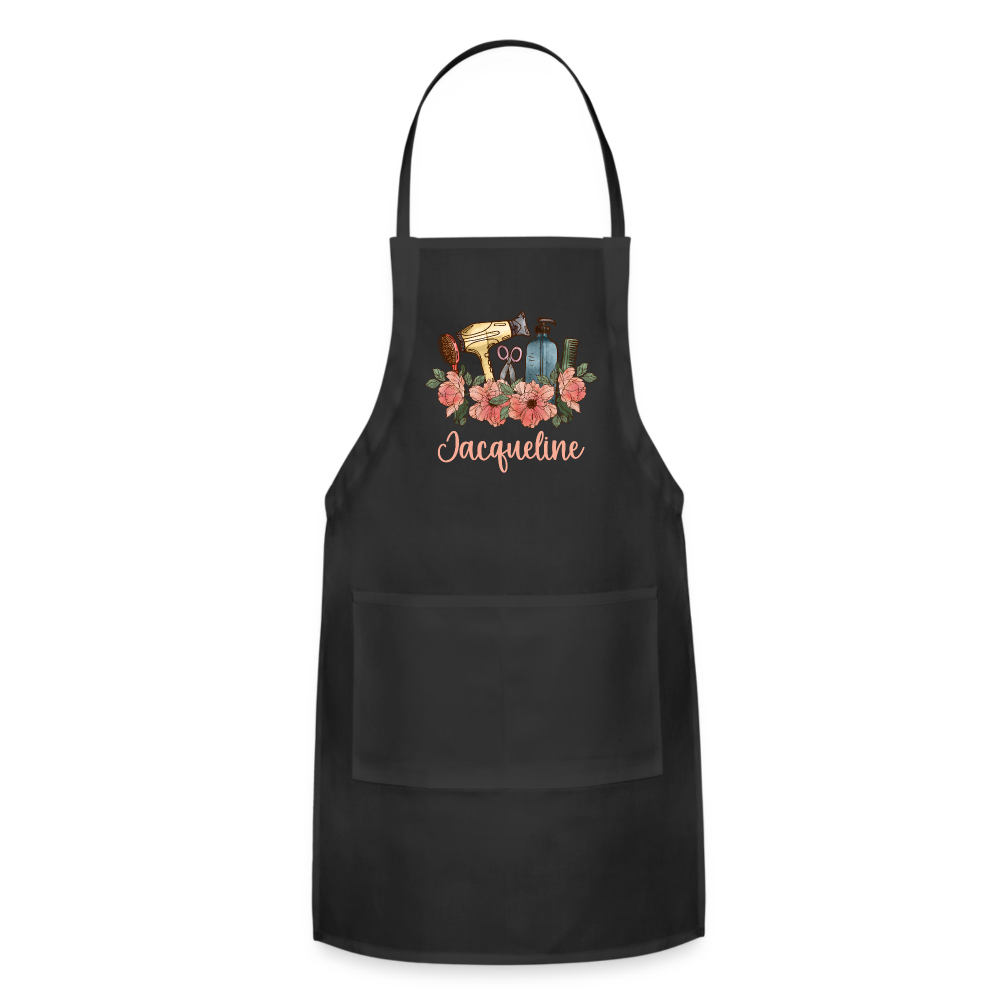 Jacqueline Hair Stylist Floral Adjustable Apron - black