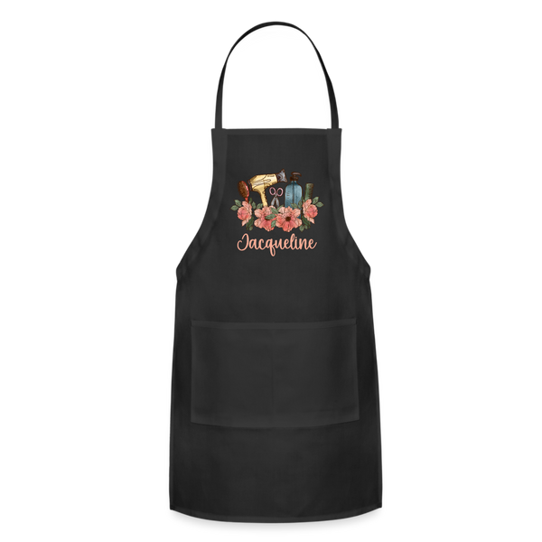 Jacqueline Hair Stylist Floral Adjustable Apron - black