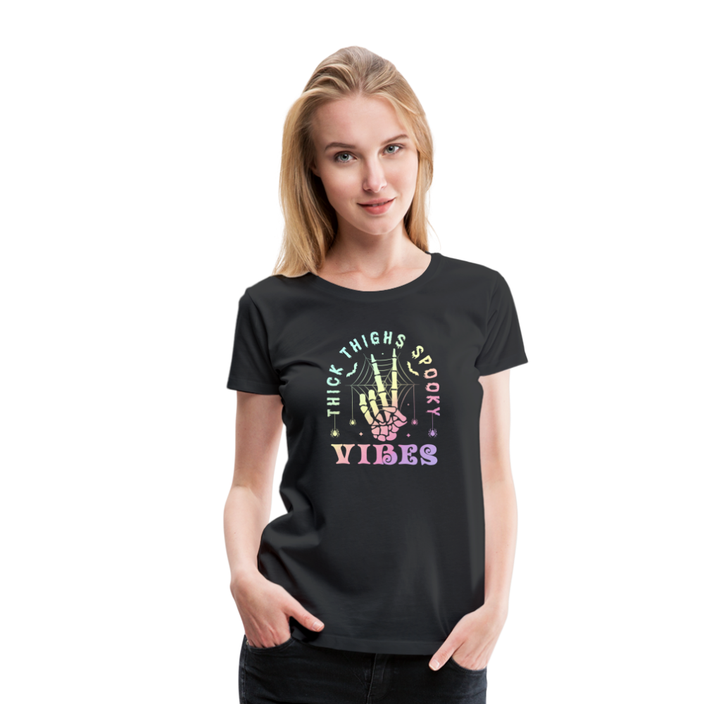 Thick Thighs Spooky Vibes Pastel Goth Women’s Premium T-Shirt - black