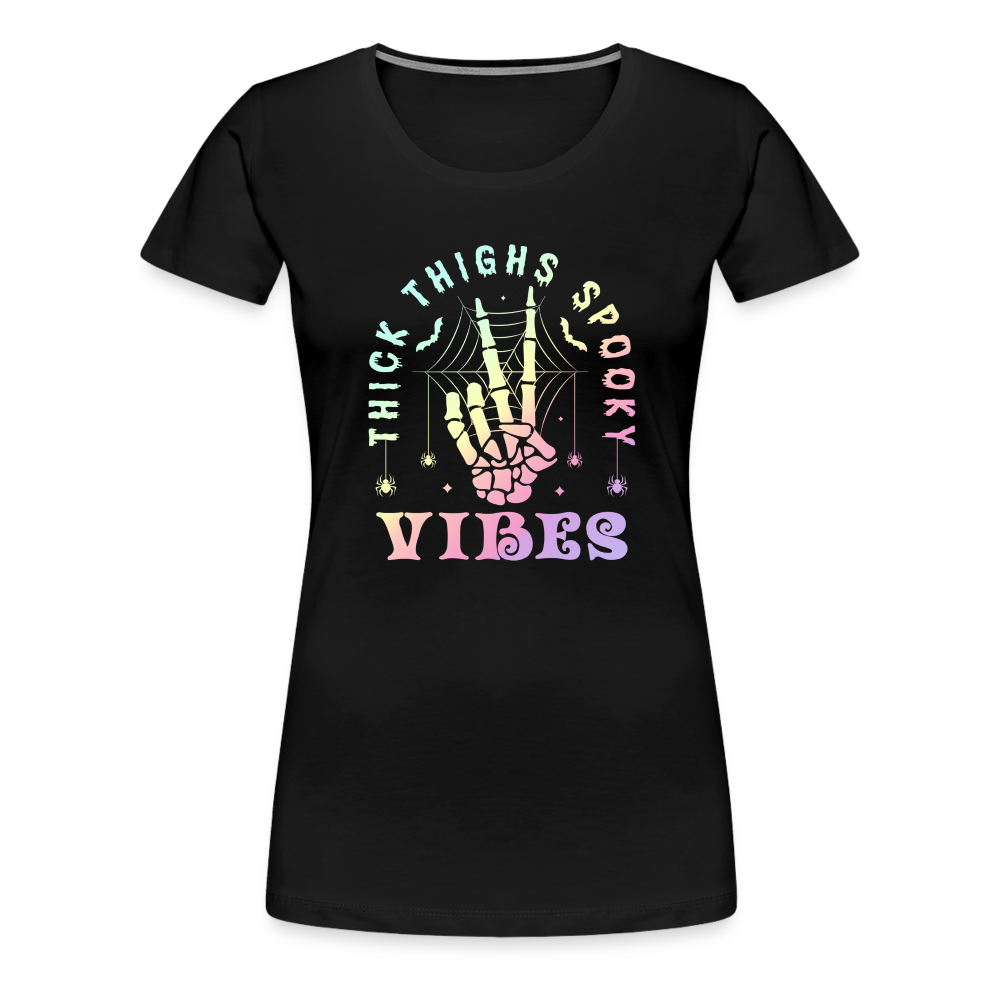 Thick Thighs Spooky Vibes Pastel Goth Women’s Premium T-Shirt - black