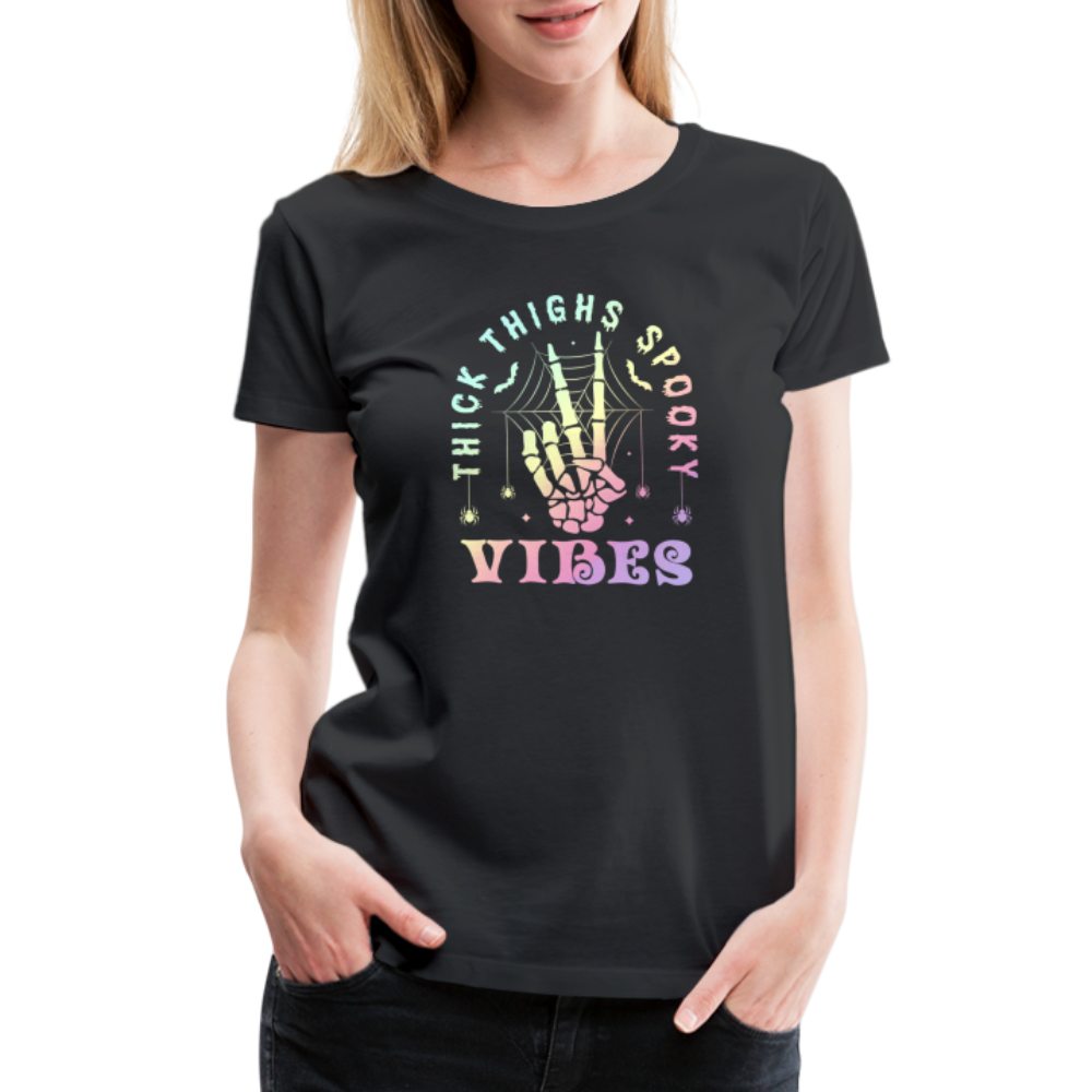 Thick Thighs Spooky Vibes Pastel Goth Women’s Premium T-Shirt - black