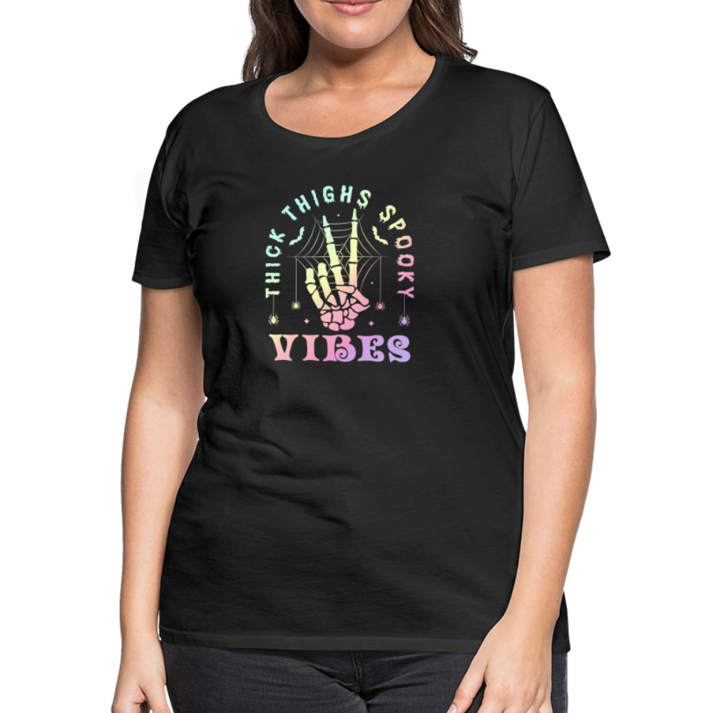 Thick Thighs Spooky Vibes Pastel Goth Women’s Premium T-Shirt - black