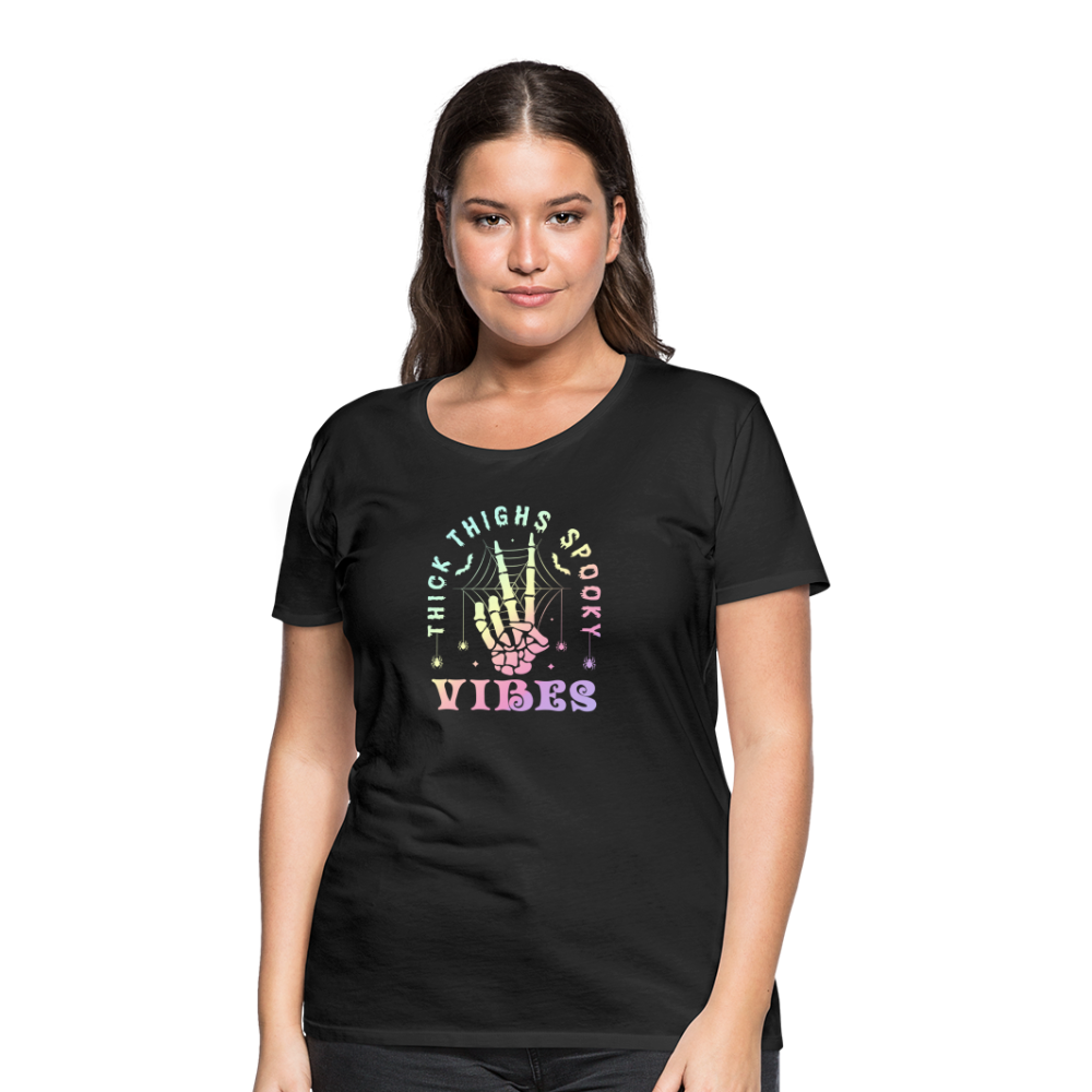 Thick Thighs Spooky Vibes Pastel Goth Women’s Premium T-Shirt - black