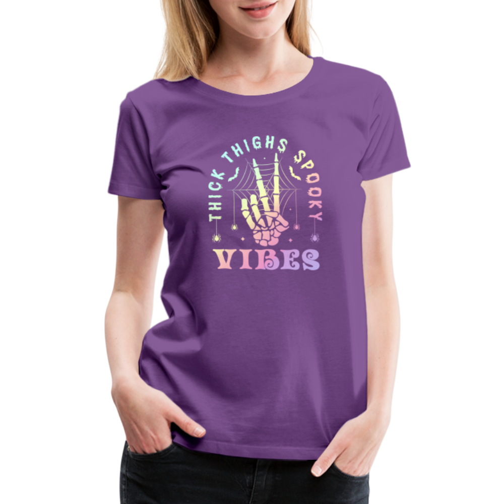 Thick Thighs Spooky Vibes Pastel Goth Women’s Premium T-Shirt - purple