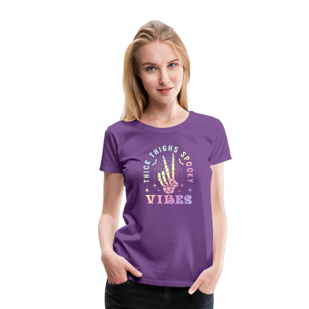 Thick Thighs Spooky Vibes Pastel Goth Women’s Premium T-Shirt - purple