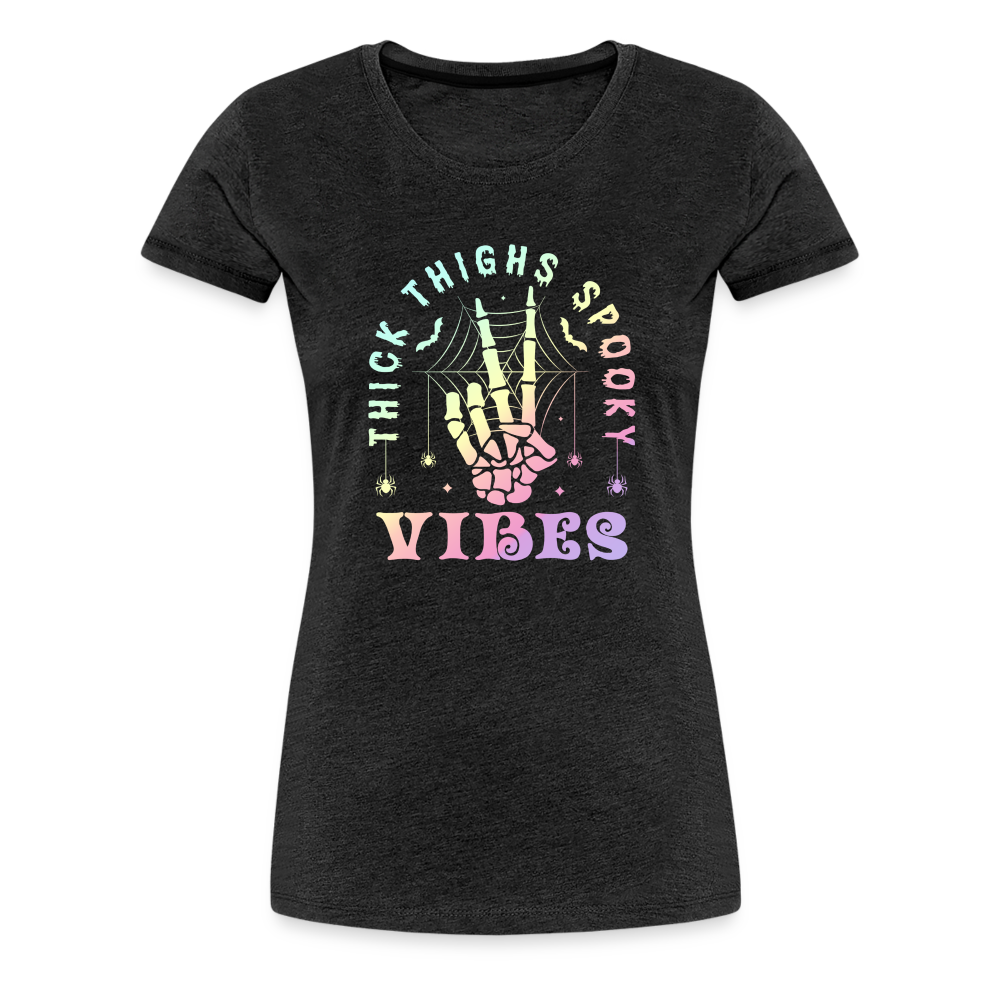 Thick Thighs Spooky Vibes Pastel Goth Women’s Premium T-Shirt - charcoal grey