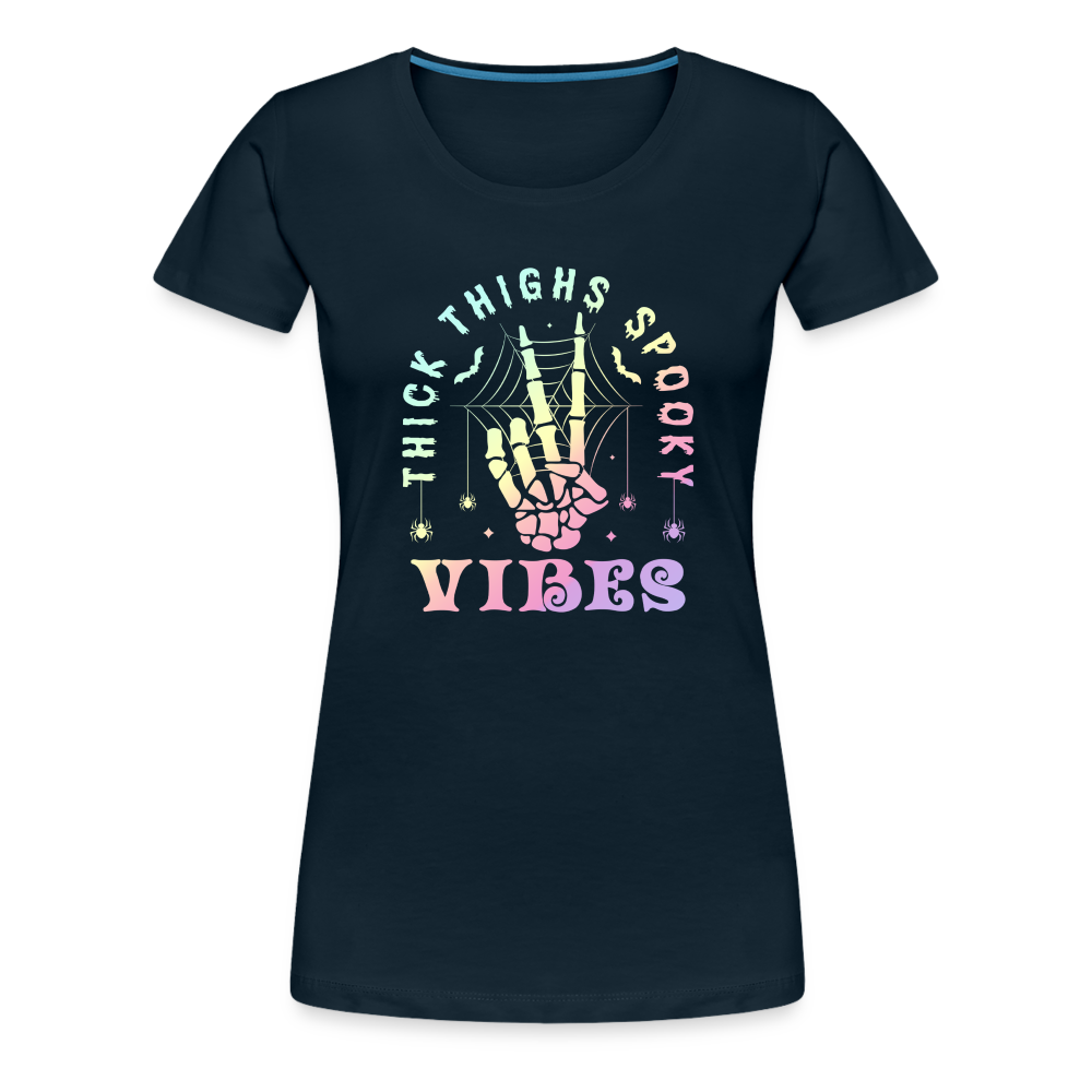 Thick Thighs Spooky Vibes Pastel Goth Women’s Premium T-Shirt - deep navy