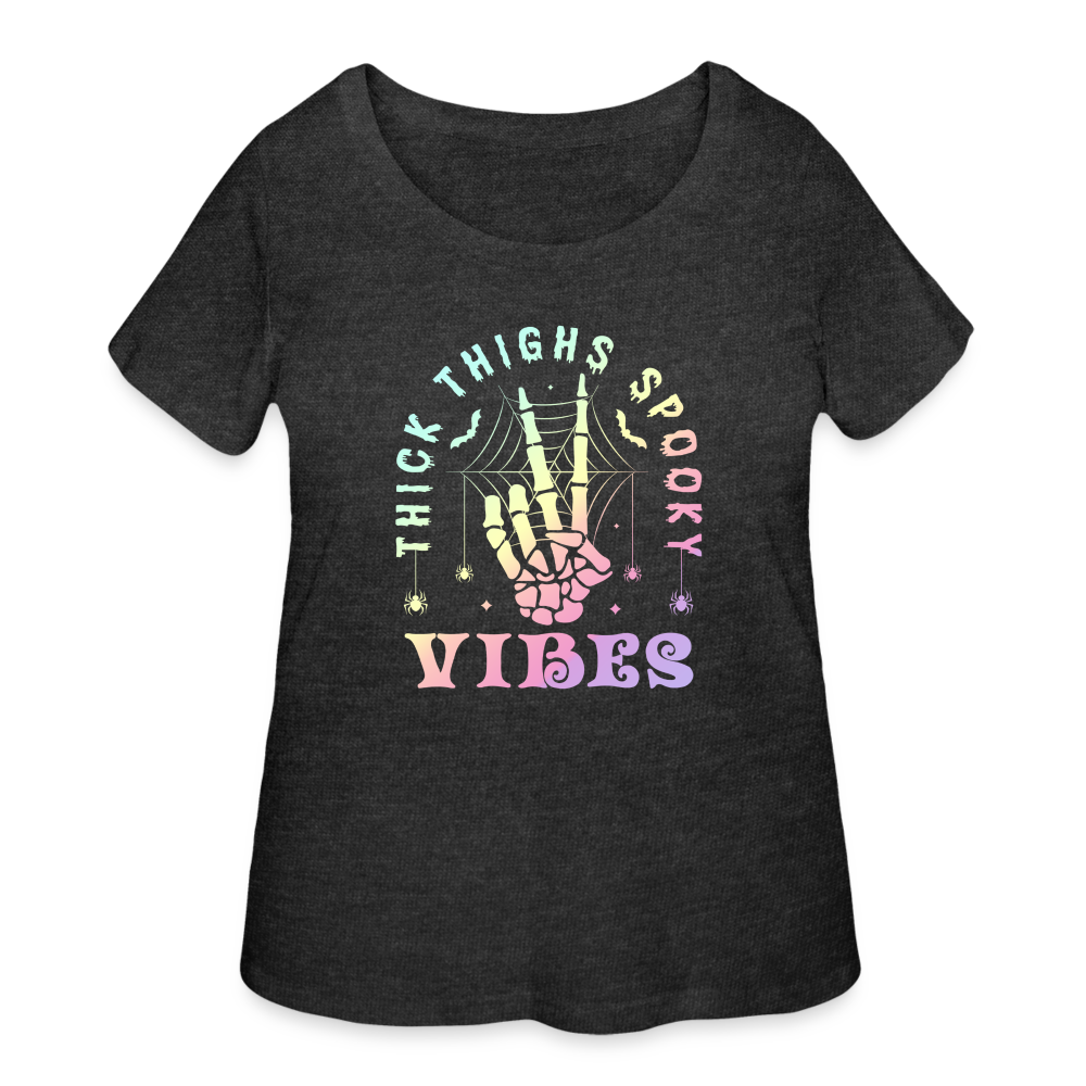 Thick Thighs Spooky Vibes Pastel Goth Women’s Curvy T-Shirt - deep heather