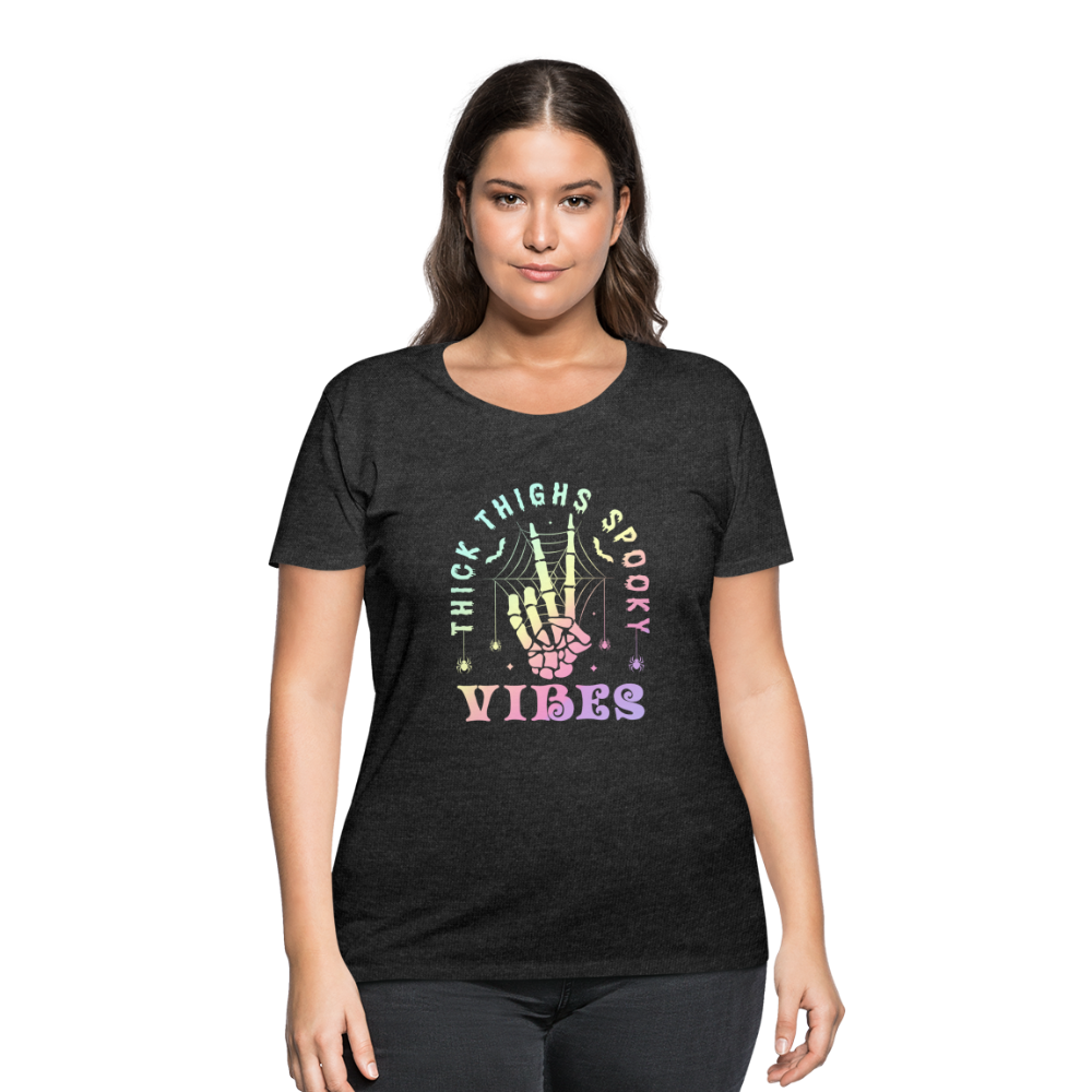 Thick Thighs Spooky Vibes Pastel Goth Women’s Curvy T-Shirt - deep heather