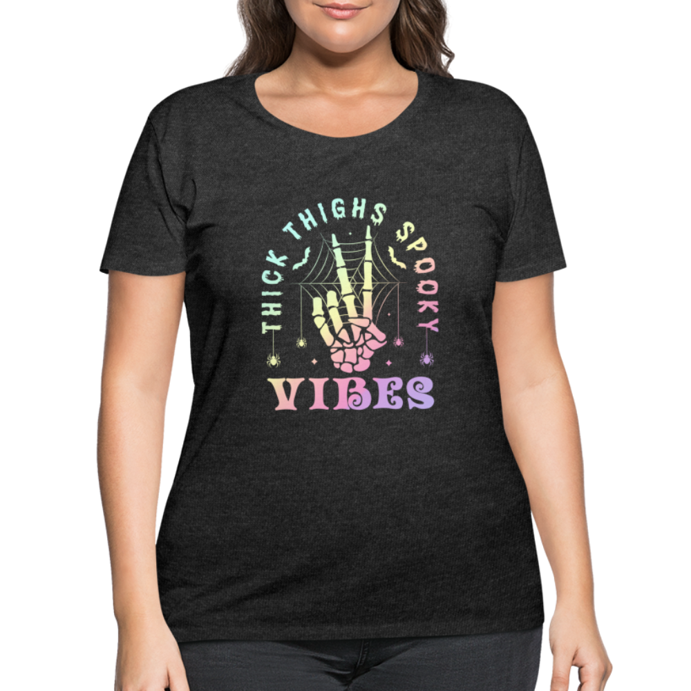 Thick Thighs Spooky Vibes Pastel Goth Women’s Curvy T-Shirt - deep heather