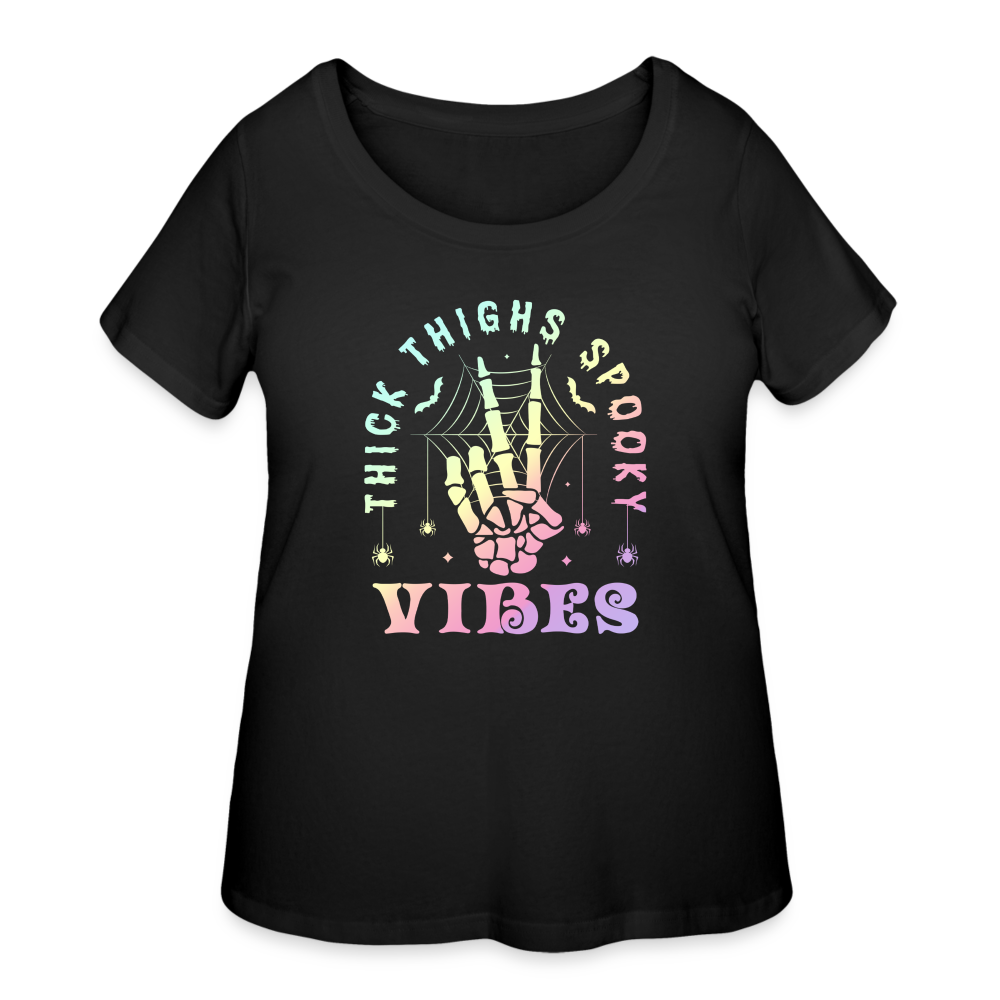 Thick Thighs Spooky Vibes Pastel Goth Women’s Curvy T-Shirt - black