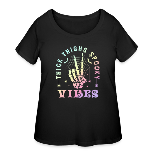 Thick Thighs Spooky Vibes Pastel Goth Women’s Curvy T-Shirt - black