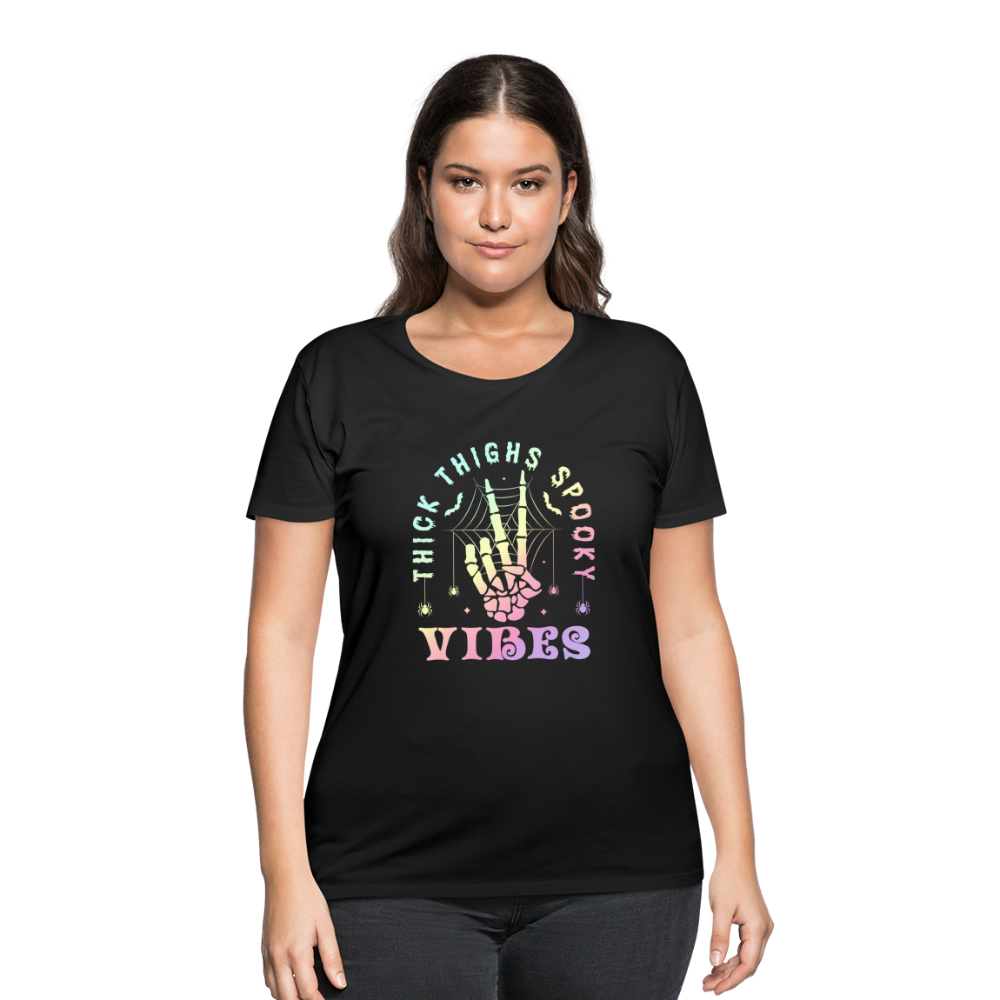 Thick Thighs Spooky Vibes Pastel Goth Women’s Curvy T-Shirt - black