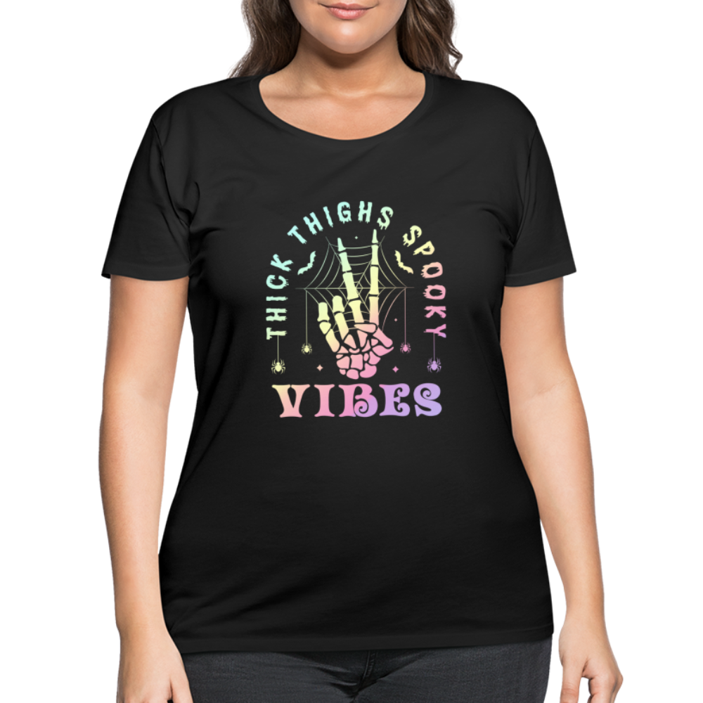 Thick Thighs Spooky Vibes Pastel Goth Women’s Curvy T-Shirt - black
