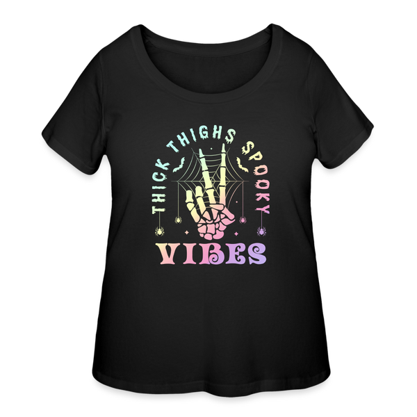Thick Thighs Spooky Vibes Pastel Goth Women’s Curvy T-Shirt - black