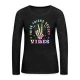 Thick Thighs Spooky Vibes Women's Premium Long Sleeve T-Shirt - charcoal grey