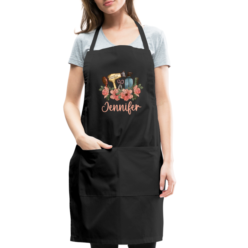 Jennifer Floral Stylist Adjustable Apron - black