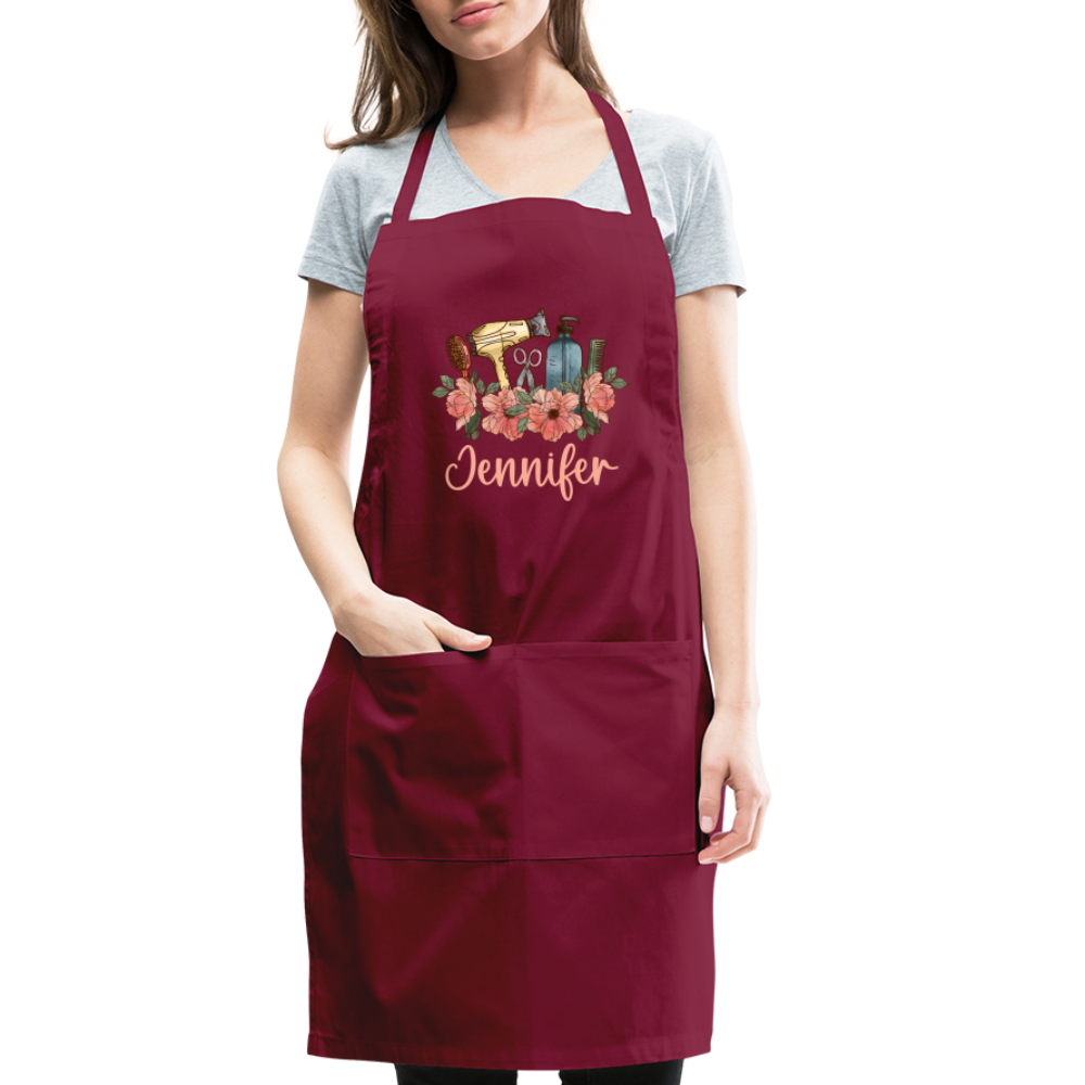 Jennifer Floral Stylist Adjustable Apron - burgundy