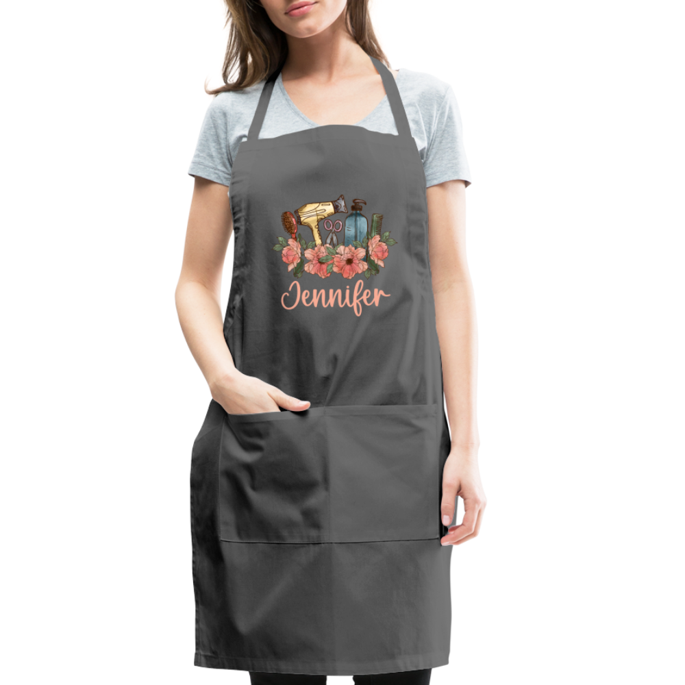 Jennifer Floral Stylist Adjustable Apron - charcoal