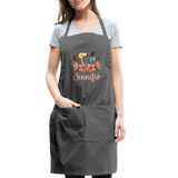 Jennifer Floral Stylist Adjustable Apron - charcoal