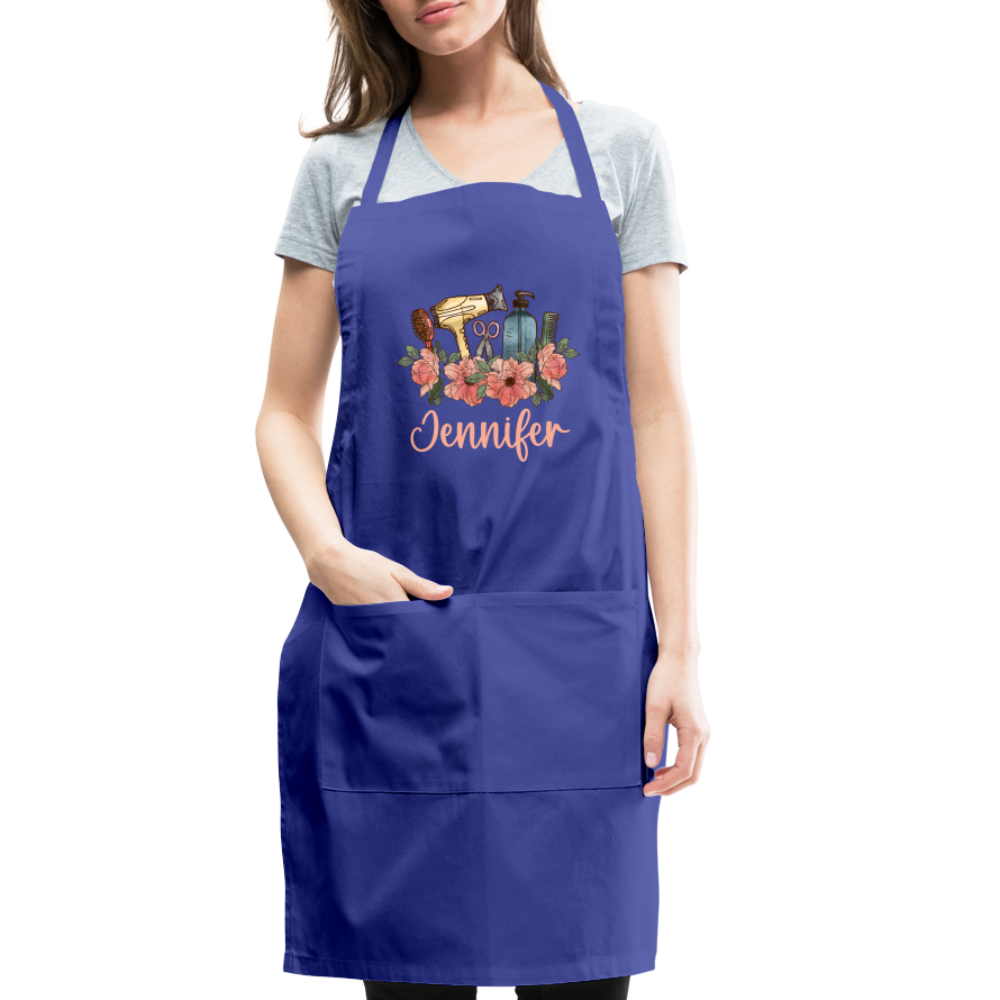 Jennifer Floral Stylist Adjustable Apron - royal blue