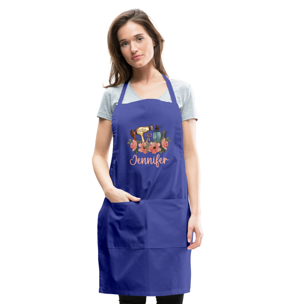 Jennifer Floral Stylist Adjustable Apron - royal blue