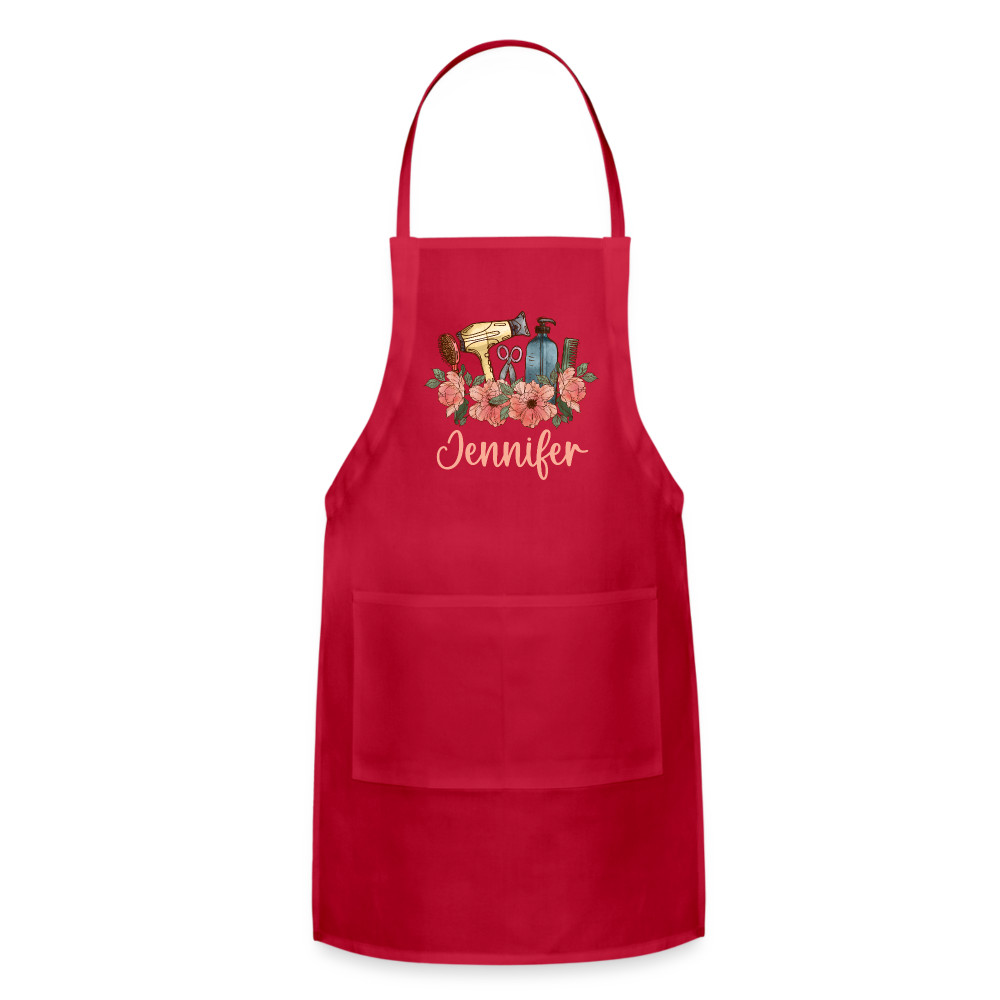 Jennifer Floral Stylist Adjustable Apron - red