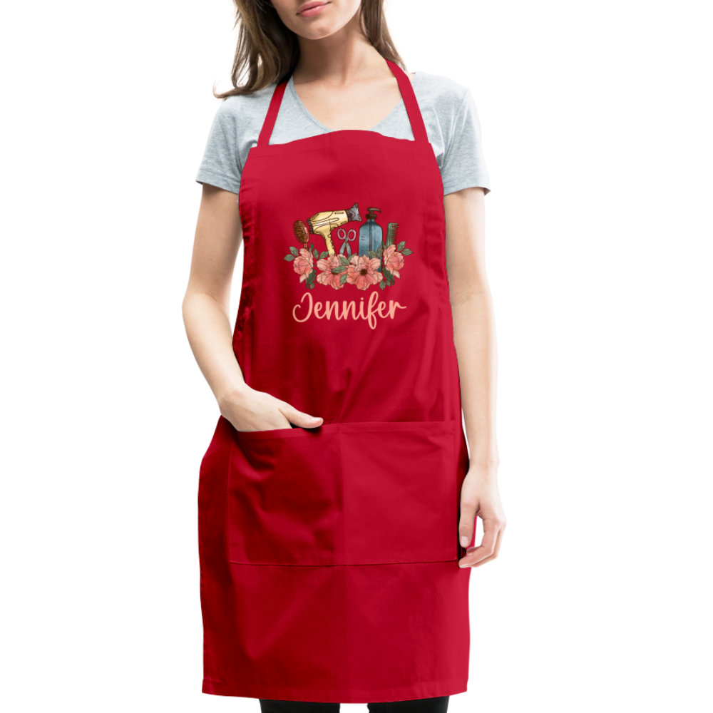 Jennifer Floral Stylist Adjustable Apron - red