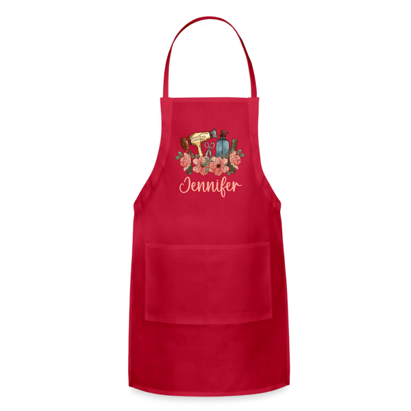 Jennifer Floral Stylist Adjustable Apron - red
