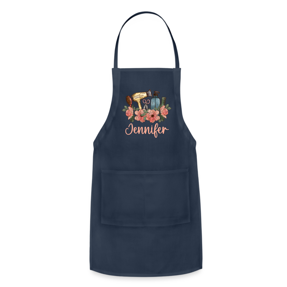 Jennifer Floral Stylist Adjustable Apron - navy