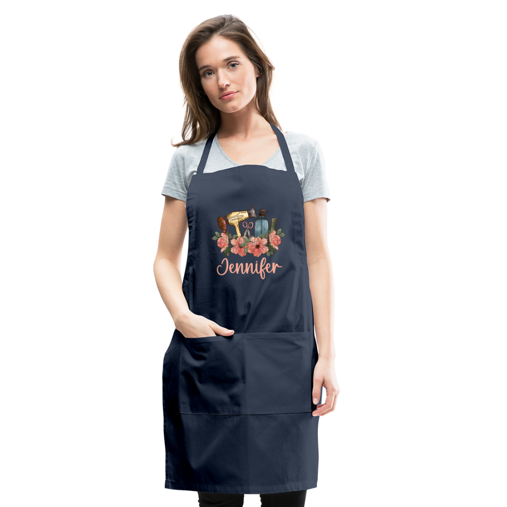 Jennifer Floral Stylist Adjustable Apron - navy