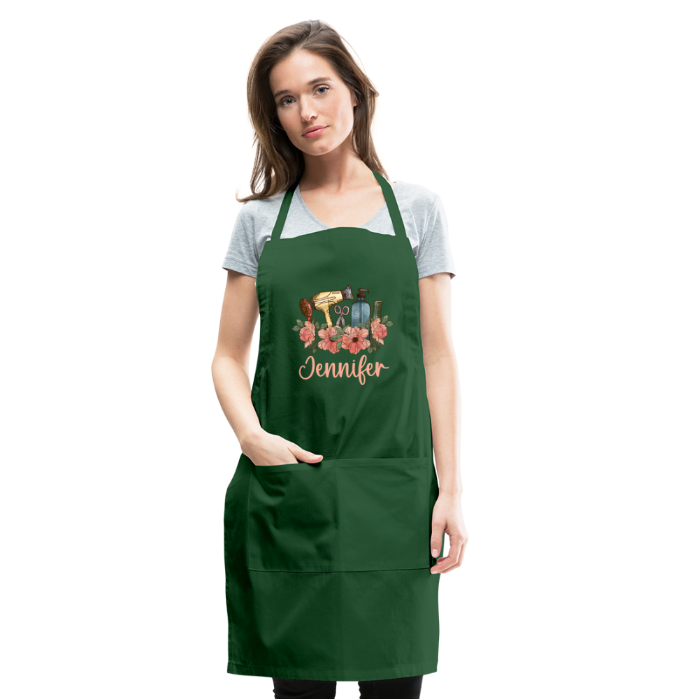 Jennifer Floral Stylist Adjustable Apron - forest green