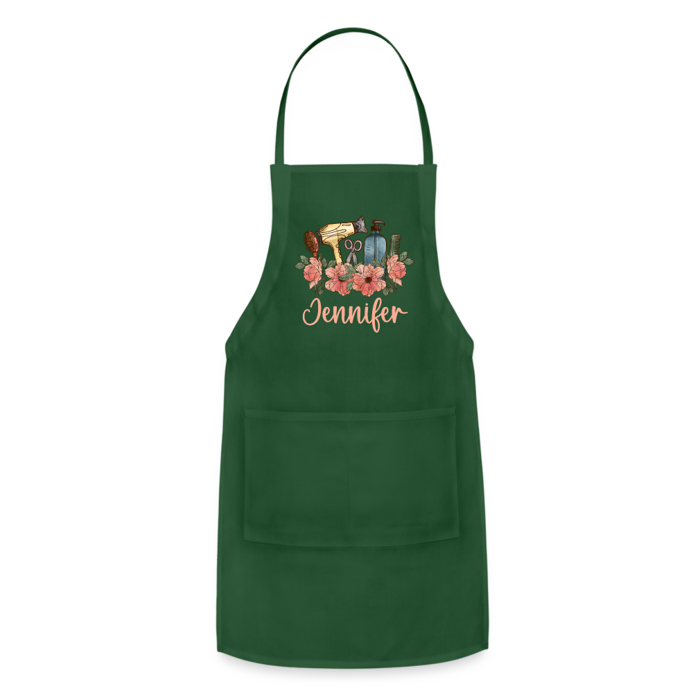 Jennifer Floral Stylist Adjustable Apron - forest green