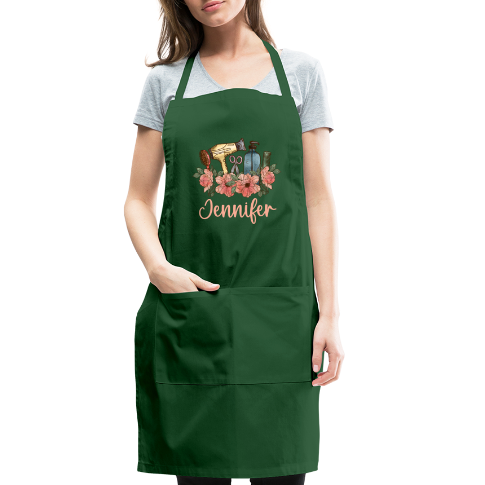 Jennifer Floral Stylist Adjustable Apron - forest green