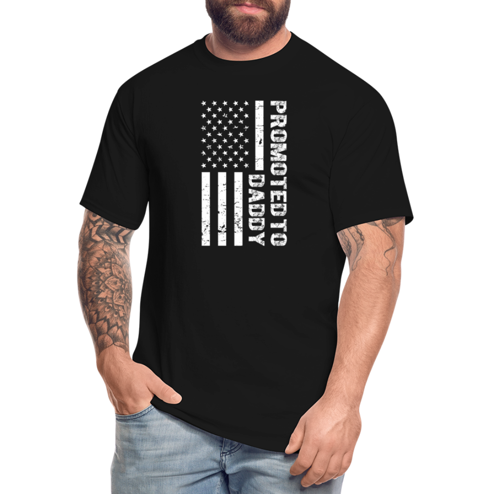 Promoted to Daddy American Flag Men's Tall T-Shirt - black