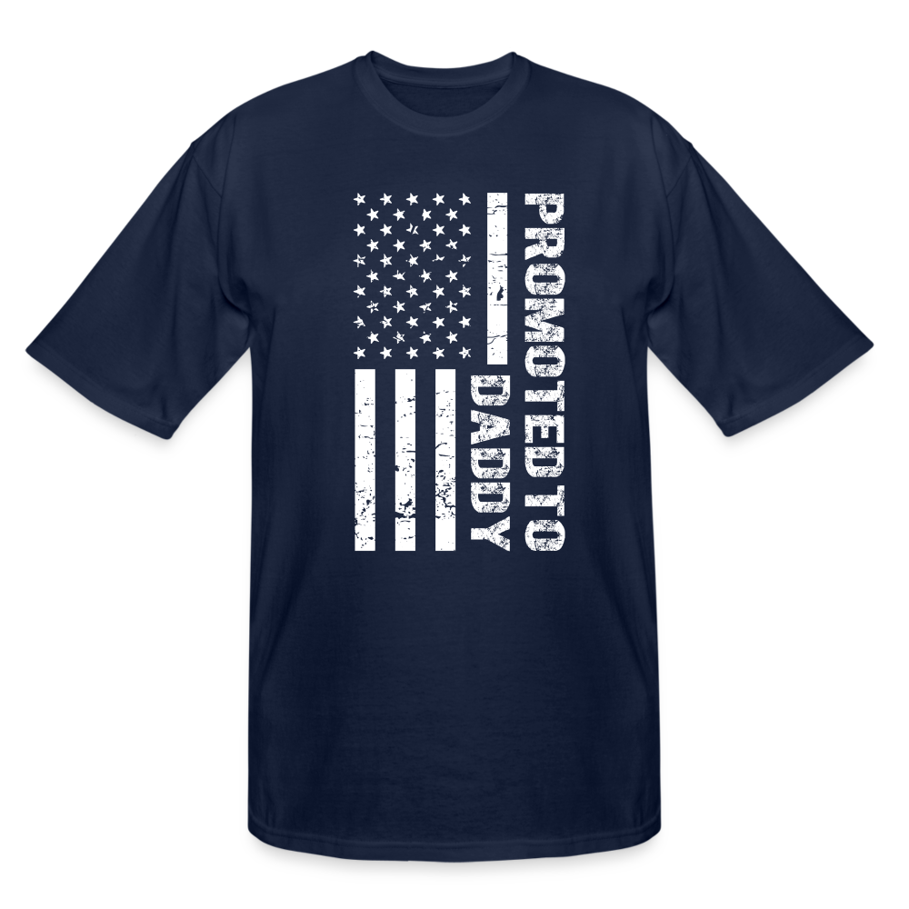 Promoted to Daddy American Flag Men's Tall T-Shirt - navy