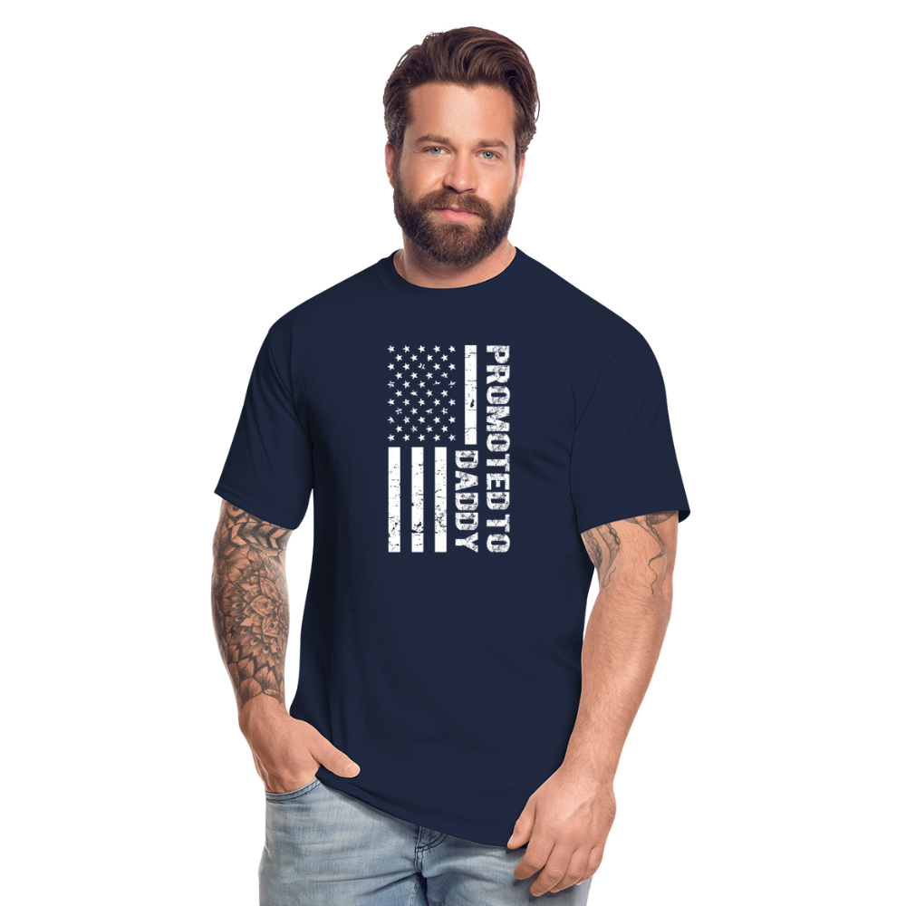 Promoted to Daddy American Flag Men's Tall T-Shirt - navy